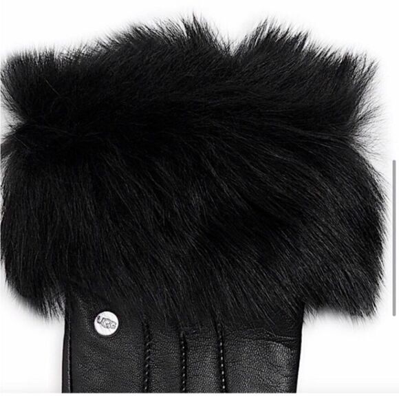 UGG Genuine Dyed Shearling Leather Trimmed Gloves NEW $130 - Picture 2 of 6